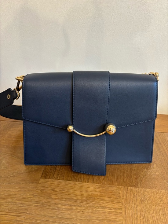 Strathberry Handbags - Strathberry Crescent Leather Shoulder Bag Navy Gold Hardware Crossbody